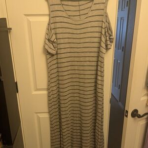 Striped Gray Maxi Dress